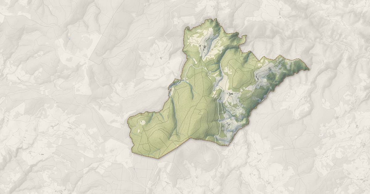 Portrait cartographique de Auvers : relief, eau, forêts, bâti et voies, calculés à partir des données de l'IGN