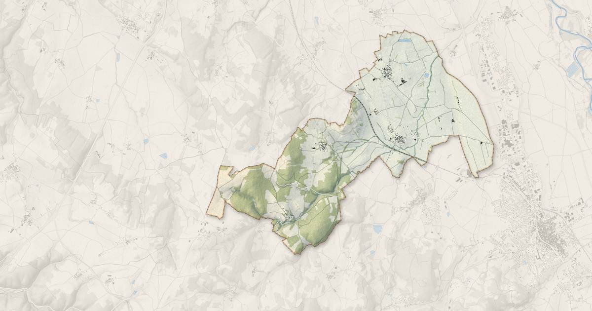 Portrait cartographique de Beaumont : relief, eau, forêts, bâti et voies, calculés à partir des données de l'IGN