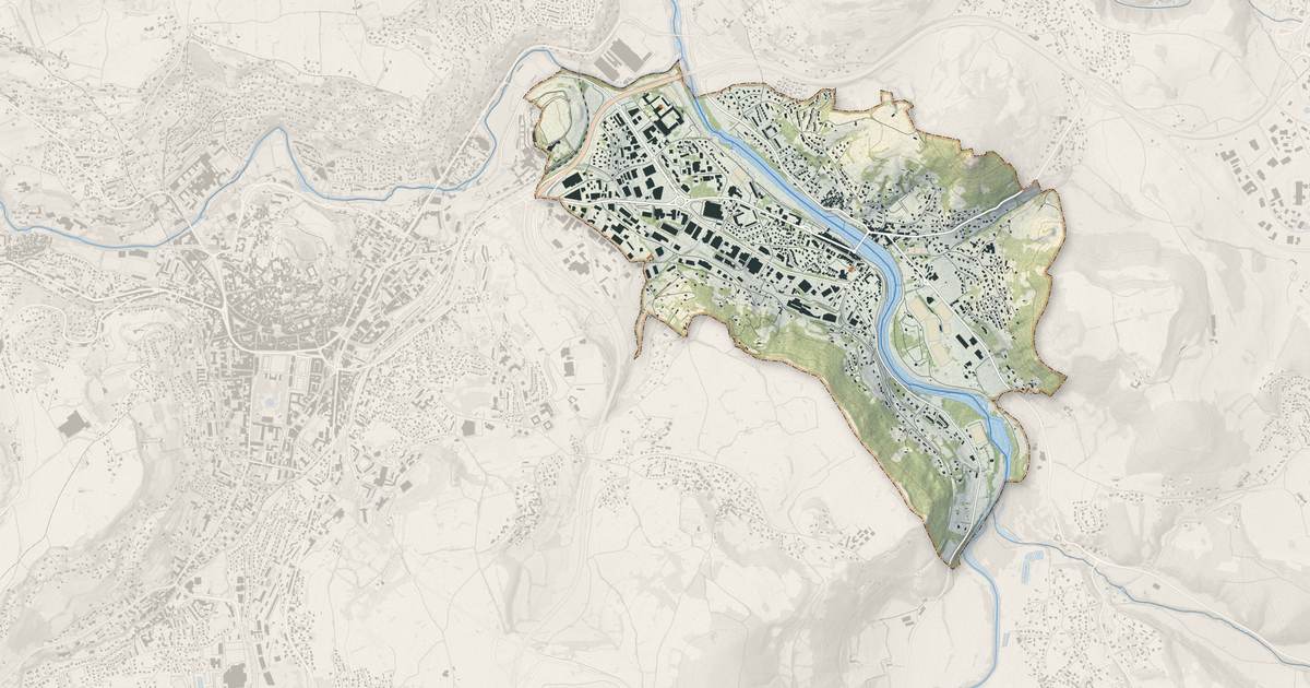 Portrait cartographique de Brives-Charensac : relief, eau, forêts, bâti et voies, calculés à partir des données de l'IGN