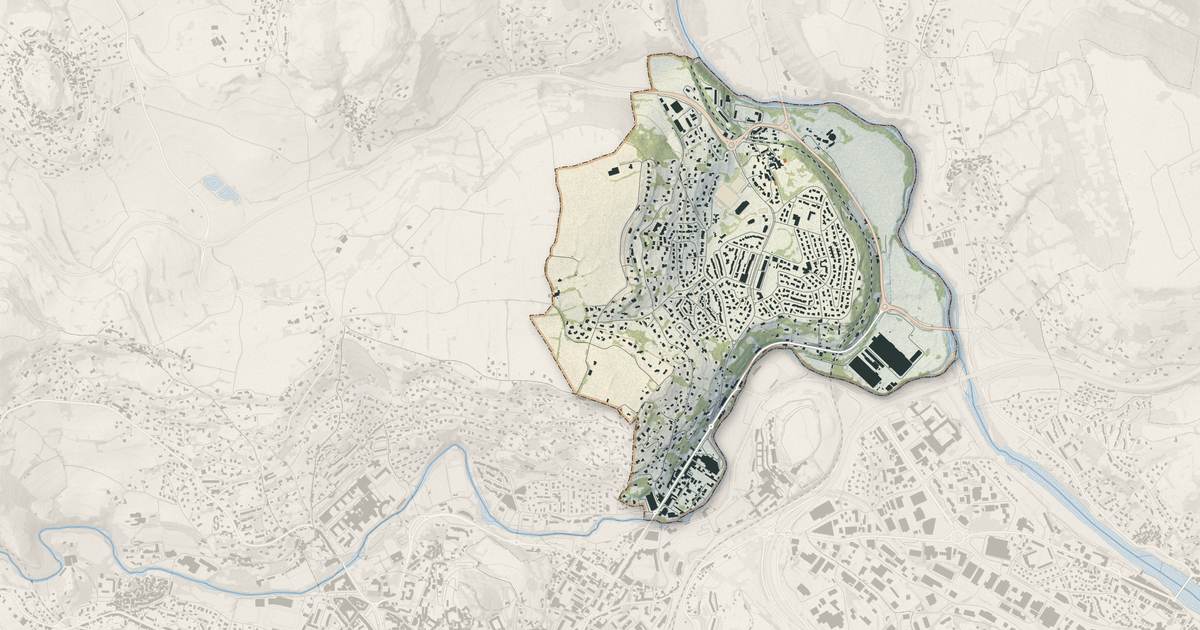 Portrait cartographique de Chadrac : relief, eau, forêts, bâti et voies, calculés à partir des données de l'IGN