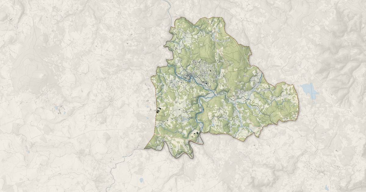 Portrait cartographique de Le Chambon-sur-Lignon : relief, eau, forêts, bâti et voies, calculés à partir des données de l'IGN
