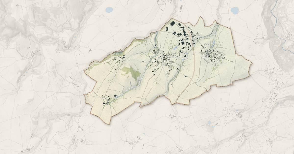 Portrait cartographique de Chaspuzac : relief, eau, forêts, bâti et voies, calculés à partir des données de l'IGN