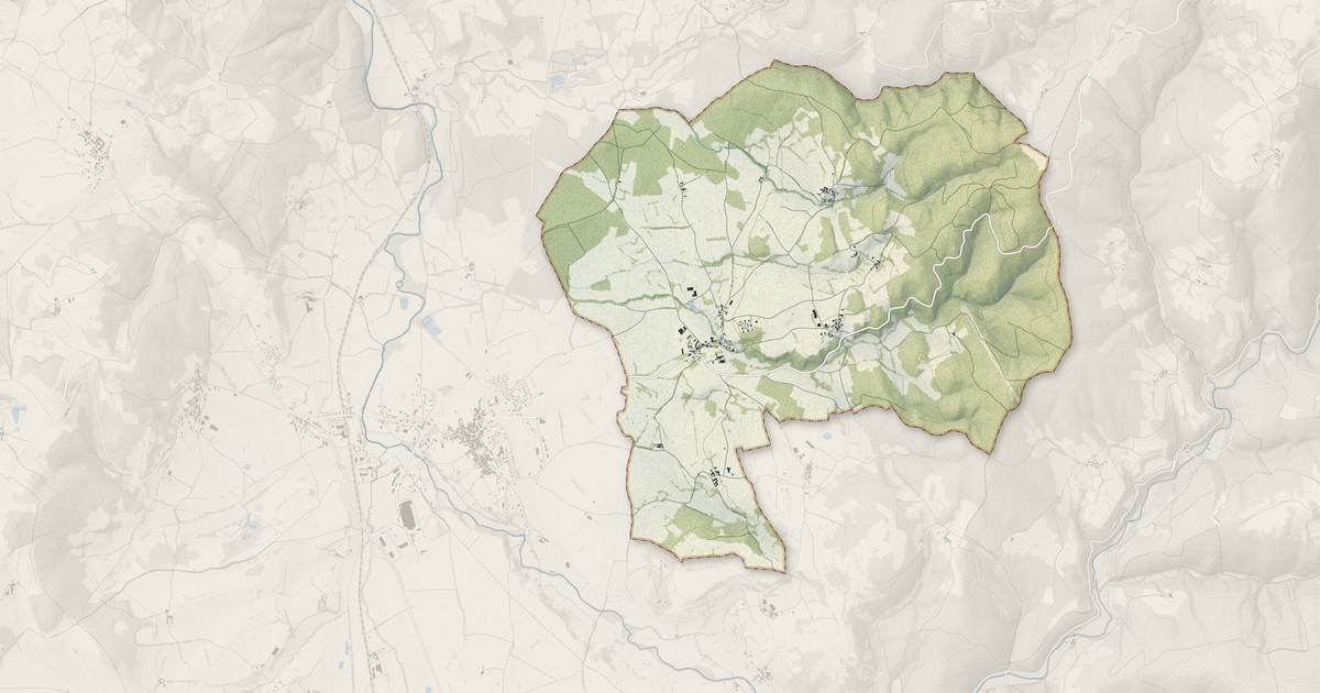 Portrait cartographique de Chassagnes : relief, eau, forêts, bâti et voies, calculés à partir des données de l'IGN