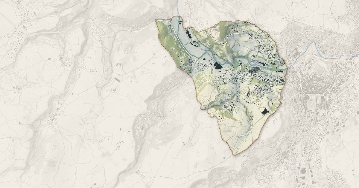Portrait cartographique de Espaly-Saint-Marcel : relief, eau, forêts, bâti et voies, calculés à partir des données de l'IGN