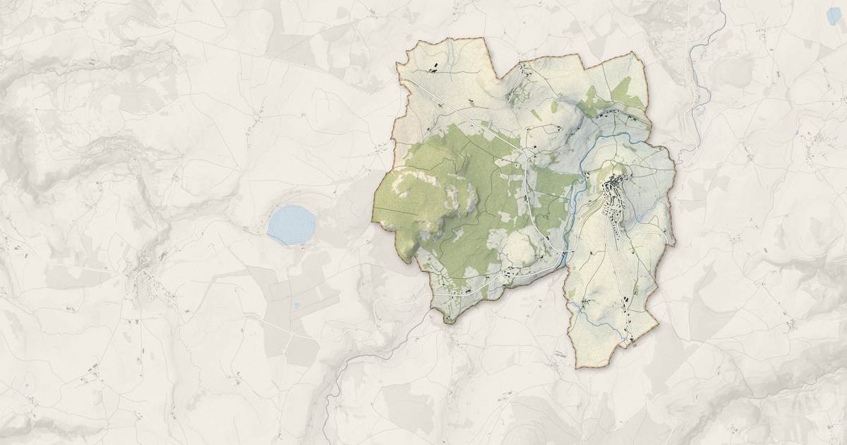 Portrait cartographique de Fay-sur-Lignon : relief, eau, forêts, bâti et voies, calculés à partir des données de l'IGN