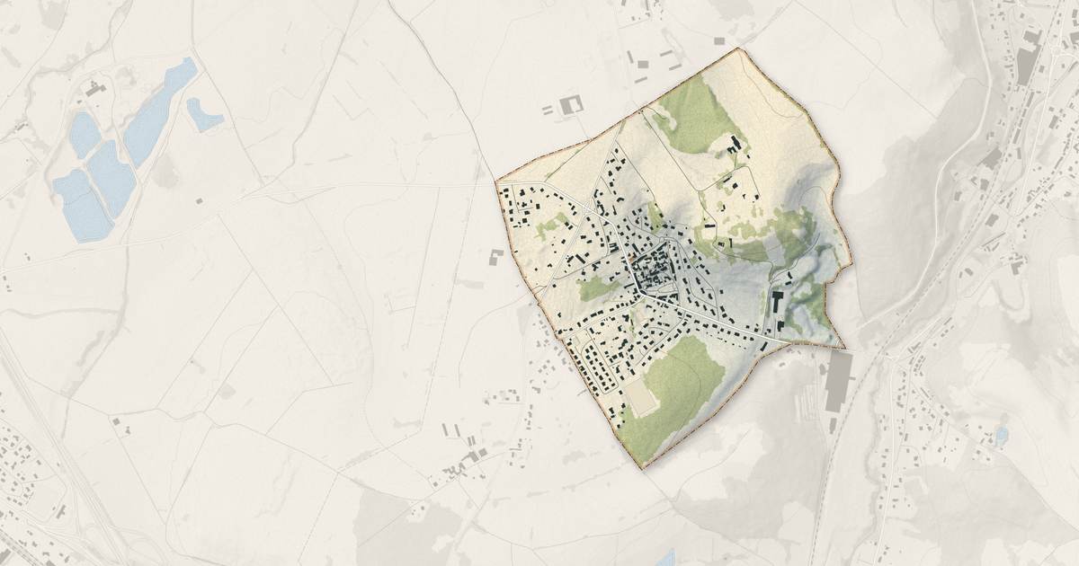 Portrait cartographique de Frugerès-les-Mines : relief, eau, forêts, bâti et voies, calculés à partir des données de l'IGN