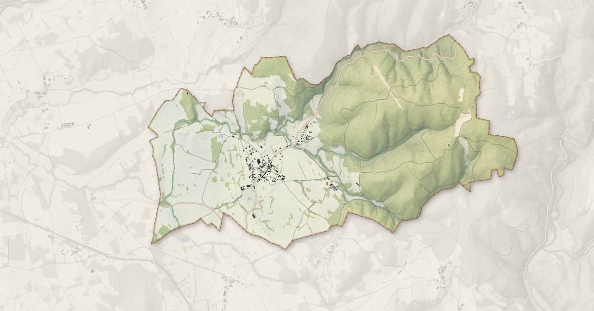Portrait cartographique de Javaugues : relief, eau, forêts, bâti et voies, calculés à partir des données de l'IGN