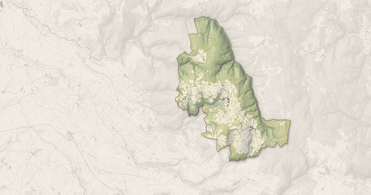 Portrait cartographique de Jax : relief, eau, forêts, bâti et voies, calculés à partir des données de l'IGN
