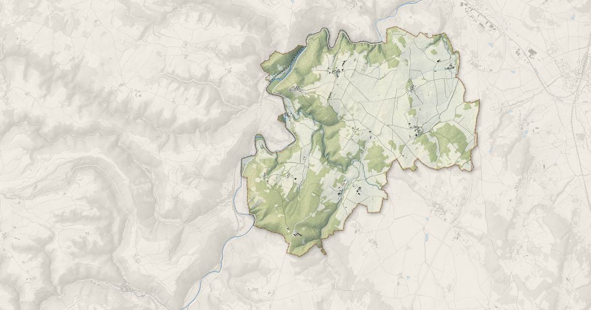 Portrait cartographique de Léotoing : relief, eau, forêts, bâti et voies, calculés à partir des données de l'IGN