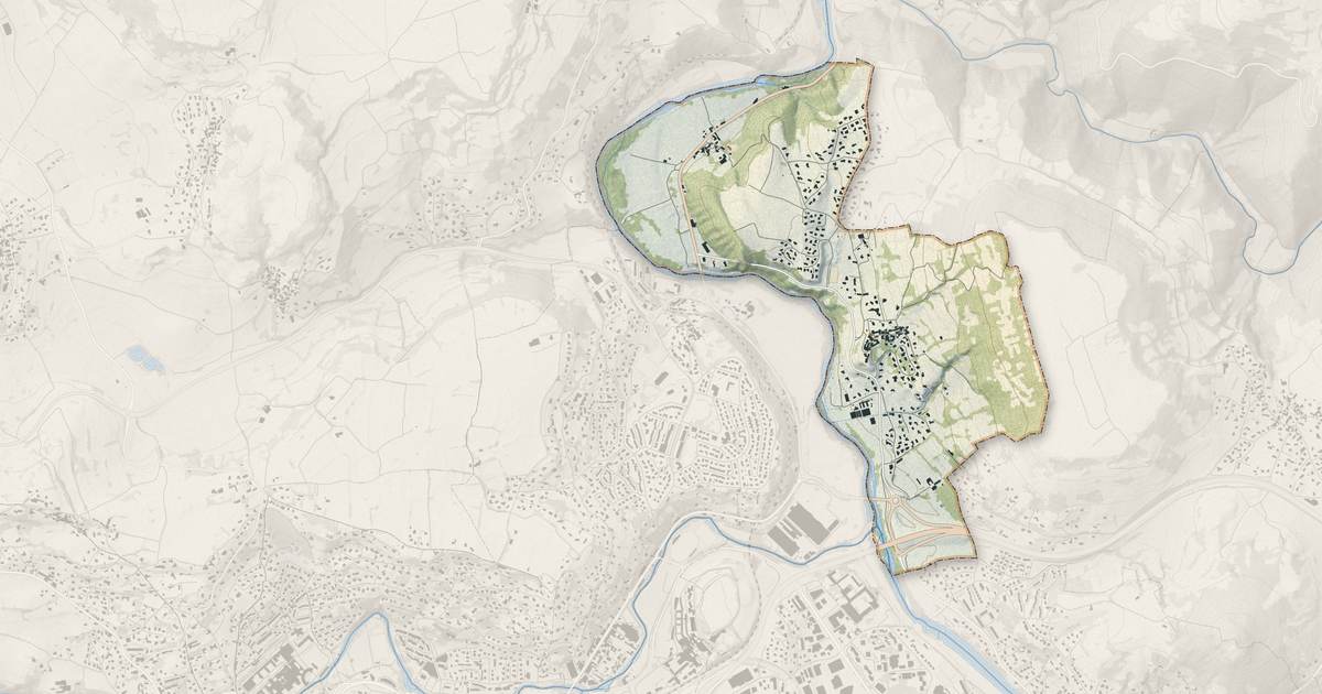 Portrait cartographique de Le Monteil : relief, eau, forêts, bâti et voies, calculés à partir des données de l'IGN