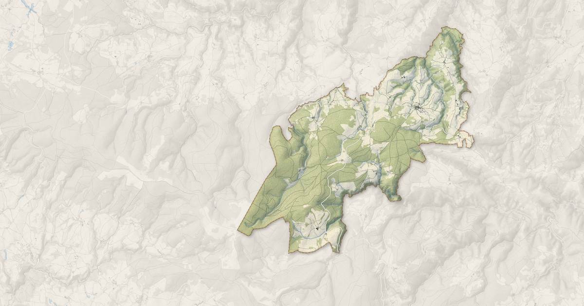 Portrait cartographique de Pinols : relief, eau, forêts, bâti et voies, calculés à partir des données de l'IGN