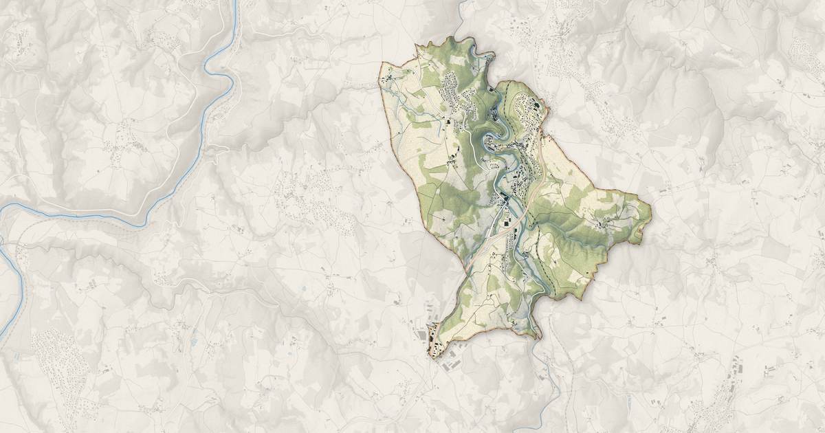 Portrait cartographique de Pont-Salomon : relief, eau, forêts, bâti et voies, calculés à partir des données de l'IGN
