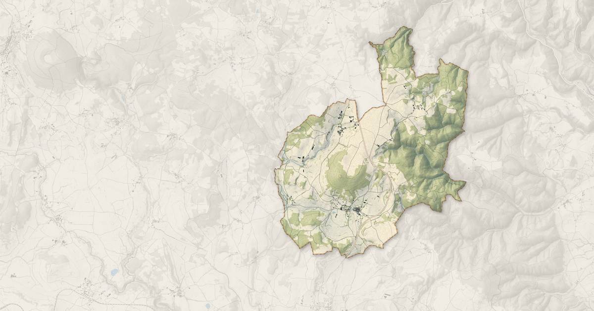 Portrait cartographique de Saint-Geneys-près-Saint-Paulien : relief, eau, forêts, bâti et voies, calculés à partir des données de l'IGN