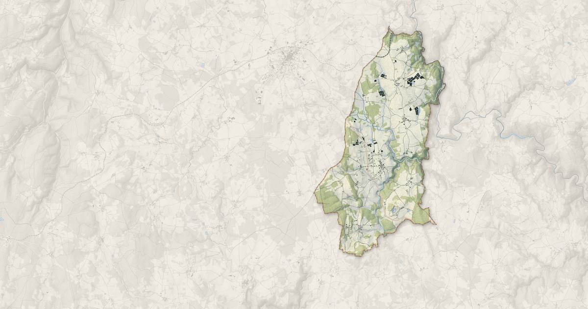 Portrait cartographique de Saint-Georges-Lagricol : relief, eau, forêts, bâti et voies, calculés à partir des données de l'IGN