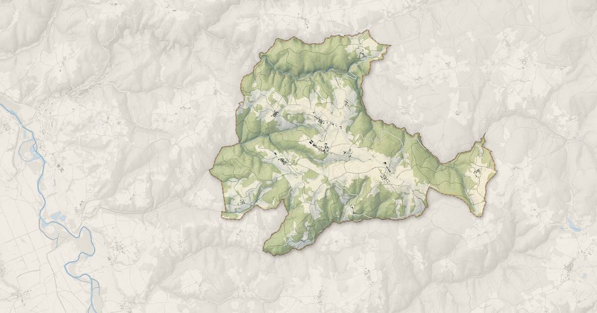 Portrait cartographique de Saint-Hilaire : relief, eau, forêts, bâti et voies, calculés à partir des données de l'IGN