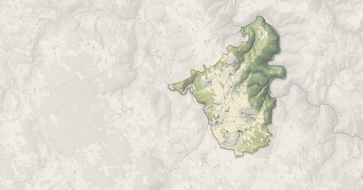 Portrait cartographique de Saint-Vénérand : relief, eau, forêts, bâti et voies, calculés à partir des données de l'IGN