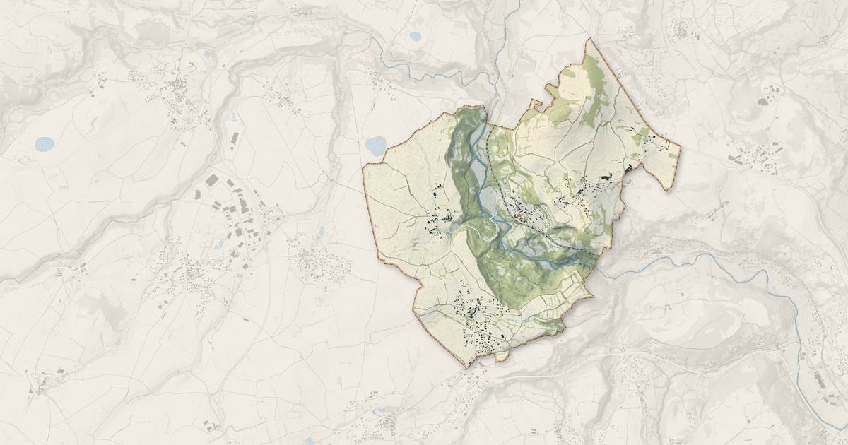 Portrait cartographique de Saint-Vidal : relief, eau, forêts, bâti et voies, calculés à partir des données de l'IGN
