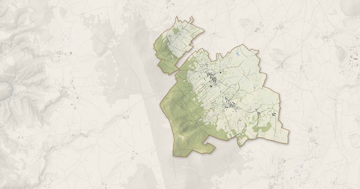 Portrait cartographique de Séneujols : relief, eau, forêts, bâti et voies, calculés à partir des données de l'IGN