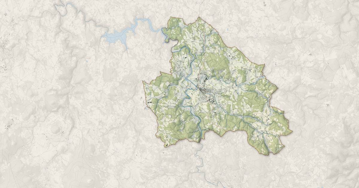 Portrait cartographique de Tence : relief, eau, forêts, bâti et voies, calculés à partir des données de l'IGN