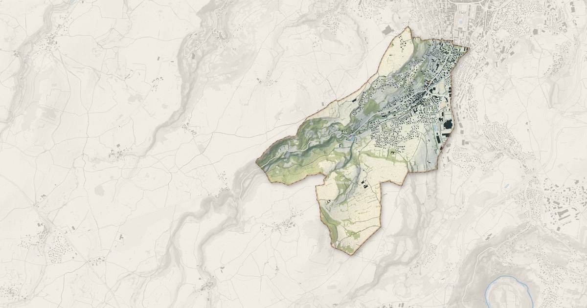 Portrait cartographique de Vals-près-le-Puy : relief, eau, forêts, bâti et voies, calculés à partir des données de l'IGN
