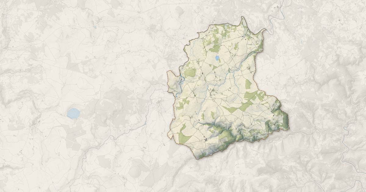 Portrait cartographique de Les Vastres : relief, eau, forêts, bâti et voies, calculés à partir des données de l'IGN