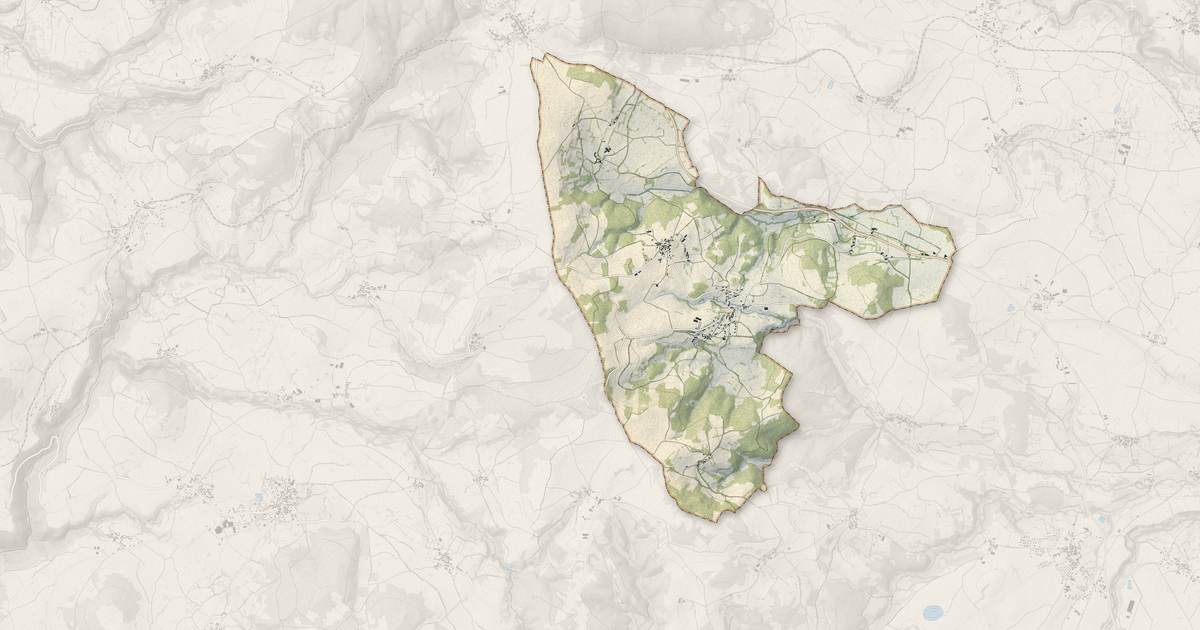 Portrait cartographique de Vazeilles-Limandre : relief, eau, forêts, bâti et voies, calculés à partir des données de l'IGN