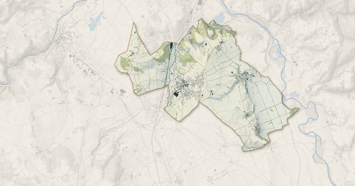 Portrait cartographique de Vergongheon : relief, eau, forêts, bâti et voies, calculés à partir des données de l'IGN