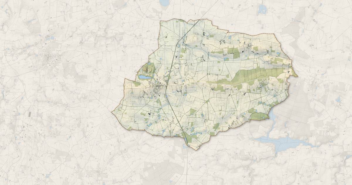 Portrait cartographique de Abbaretz : relief, eau, forêts, bâti et voies, calculés à partir des données de l'IGN