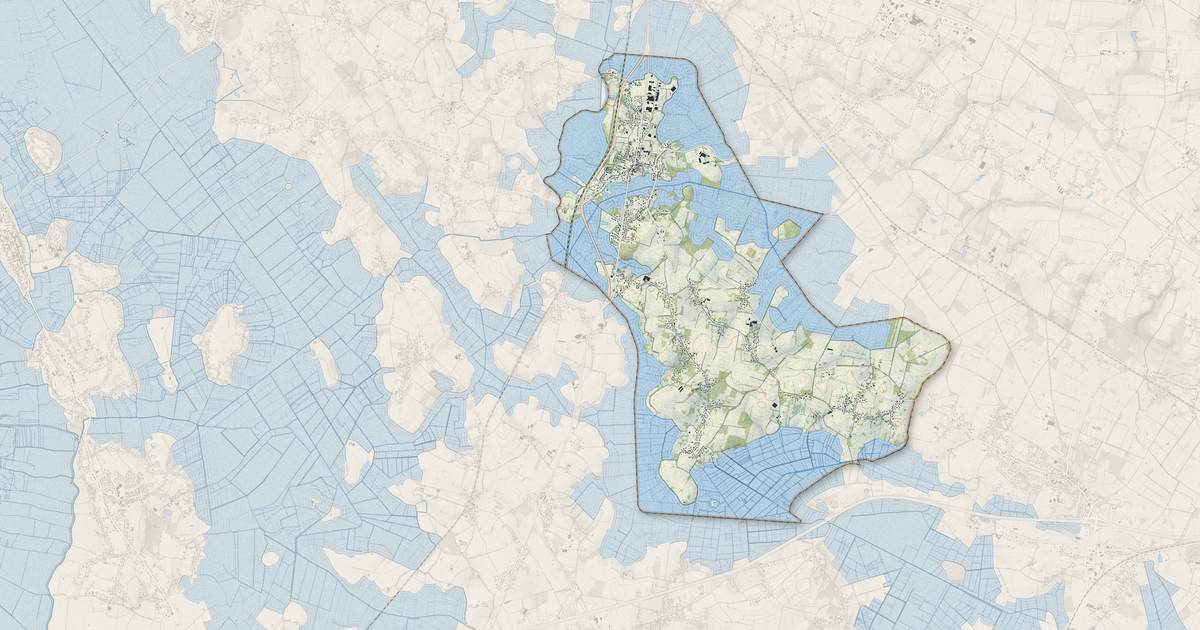 Portrait cartographique de Besné : relief, eau, forêts, bâti et voies, calculés à partir des données de l'IGN