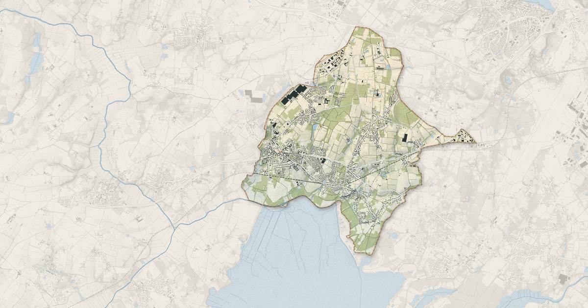 Portrait cartographique de Bouaye : relief, eau, forêts, bâti et voies, calculés à partir des données de l'IGN