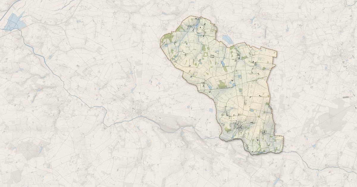 Portrait cartographique de Conquereuil : relief, eau, forêts, bâti et voies, calculés à partir des données de l'IGN