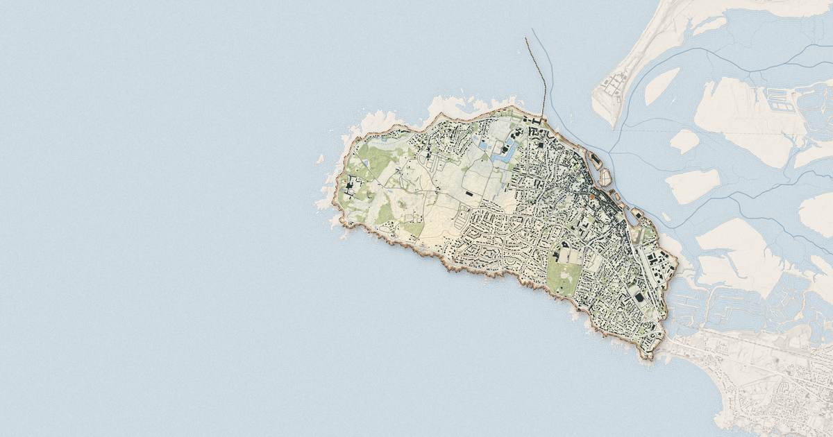 Portrait cartographique de Le Croisic : relief, eau, forêts, bâti et voies, calculés à partir des données de l'IGN