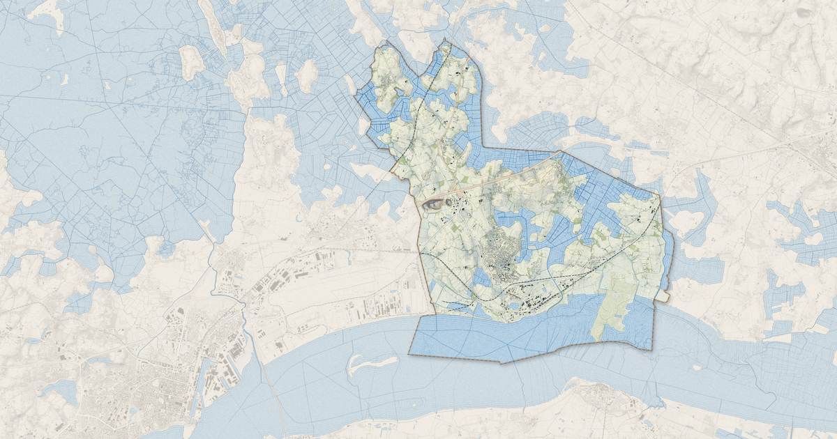 Portrait cartographique de Donges : relief, eau, forêts, bâti et voies, calculés à partir des données de l'IGN