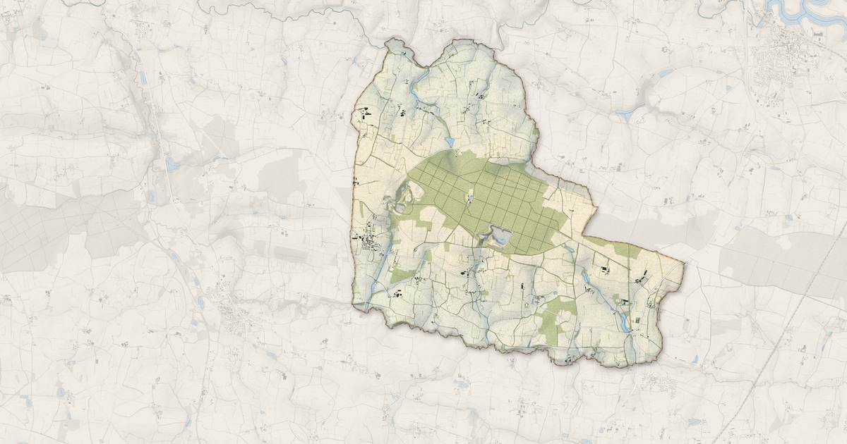 Portrait cartographique de Fercé : relief, eau, forêts, bâti et voies, calculés à partir des données de l'IGN