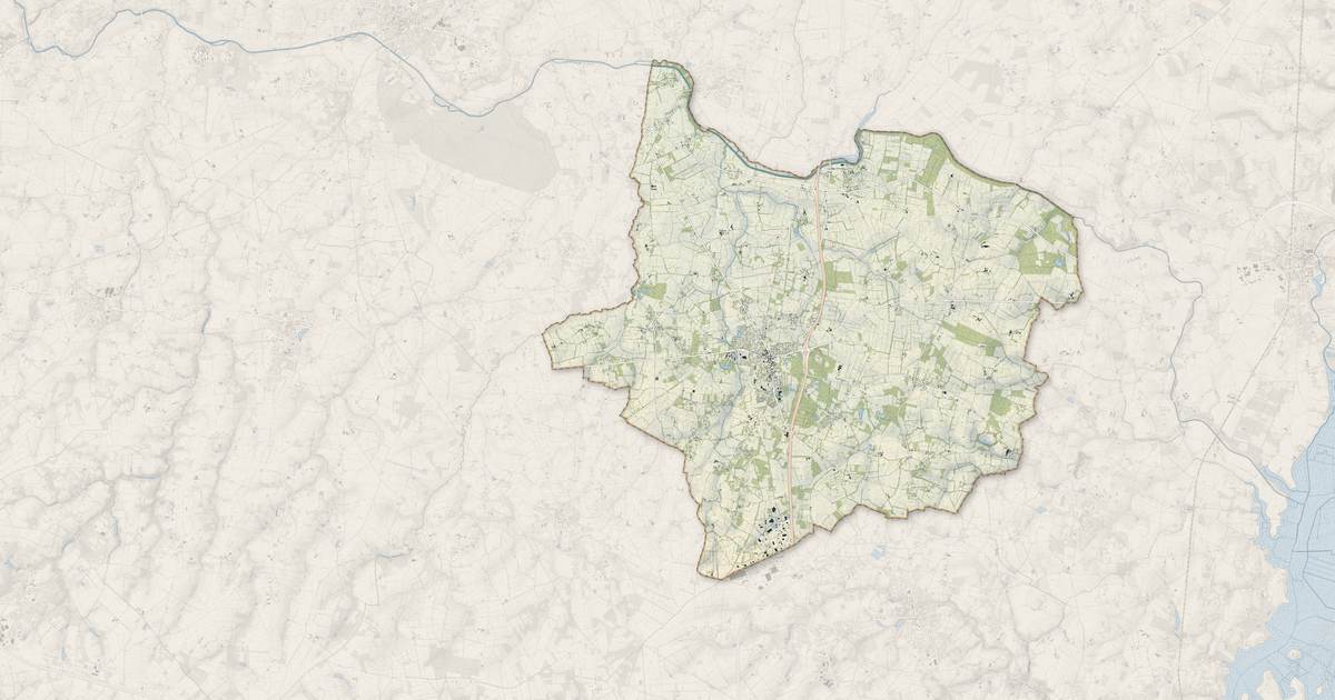 Portrait cartographique de Héric : relief, eau, forêts, bâti et voies, calculés à partir des données de l'IGN