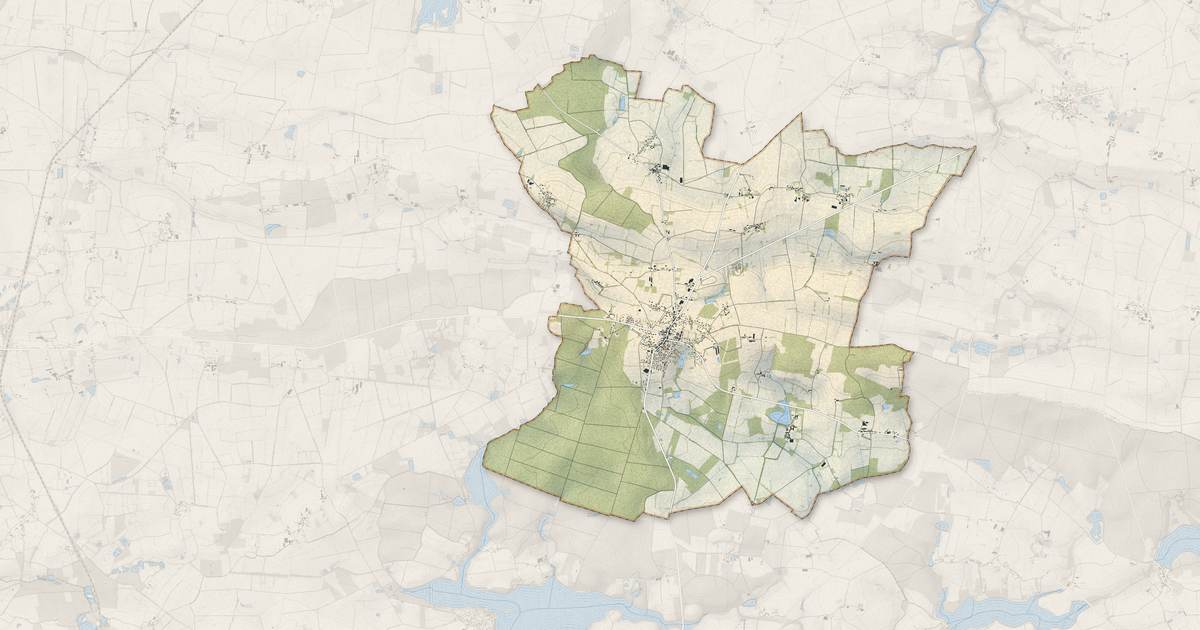 Portrait cartographique de La Meilleraye-de-Bretagne : relief, eau, forêts, bâti et voies, calculés à partir des données de l'IGN