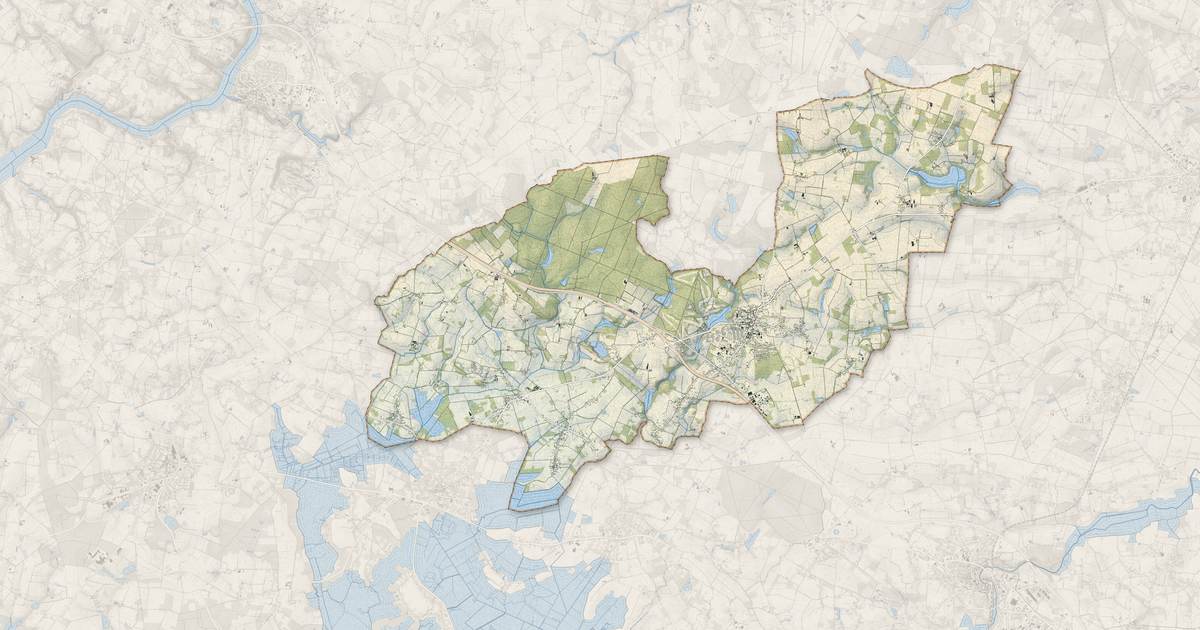 Portrait cartographique de Missillac : relief, eau, forêts, bâti et voies, calculés à partir des données de l'IGN
