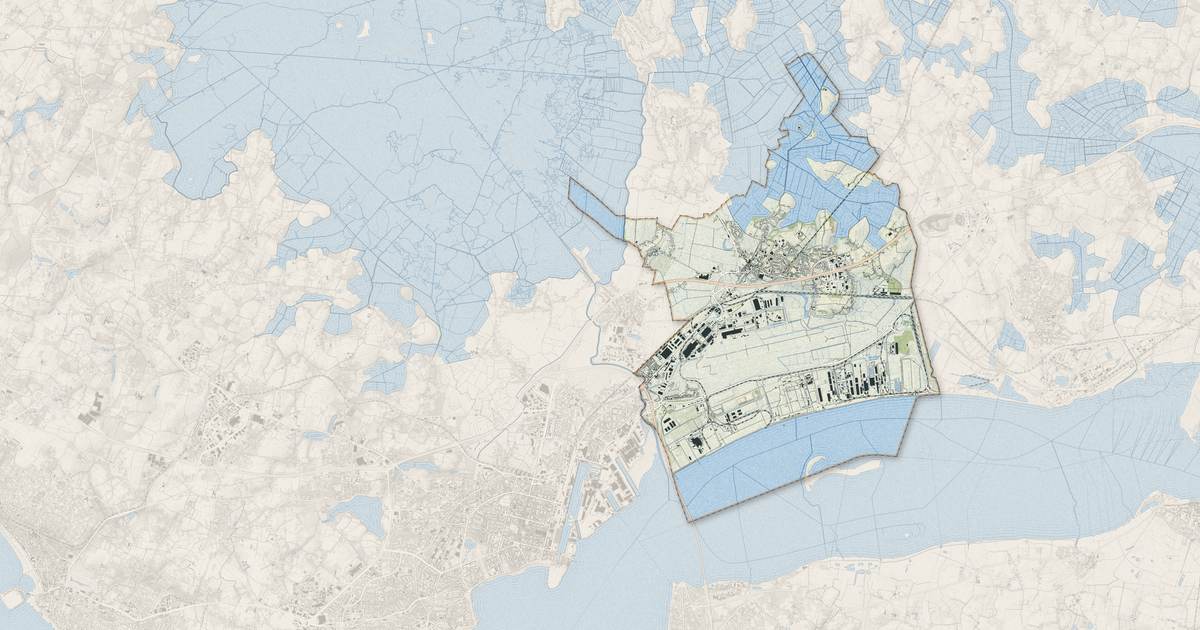 Portrait cartographique de Montoir-de-Bretagne : relief, eau, forêts, bâti et voies, calculés à partir des données de l'IGN