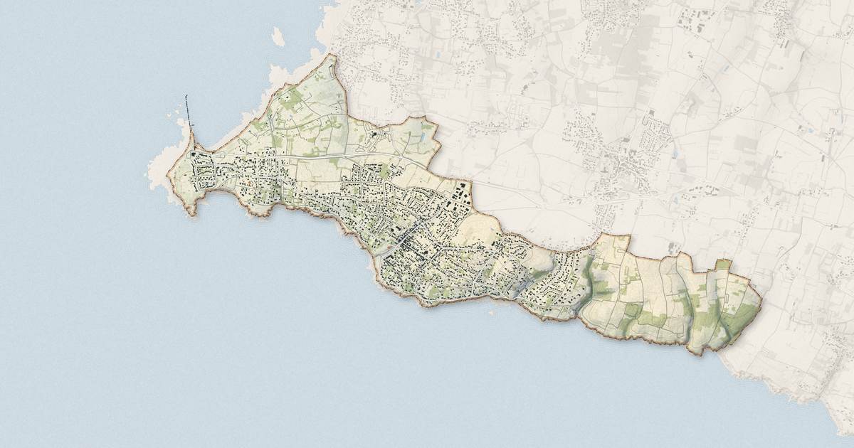 Portrait cartographique de Préfailles : relief, eau, forêts, bâti et voies, calculés à partir des données de l'IGN