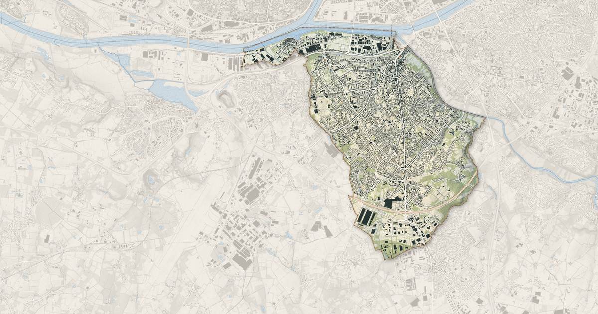 Portrait cartographique de Rezé : relief, eau, forêts, bâti et voies, calculés à partir des données de l'IGN