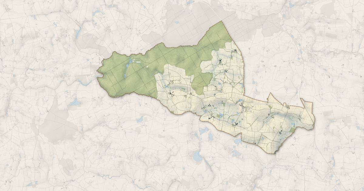 Portrait cartographique de Ruffigné : relief, eau, forêts, bâti et voies, calculés à partir des données de l'IGN