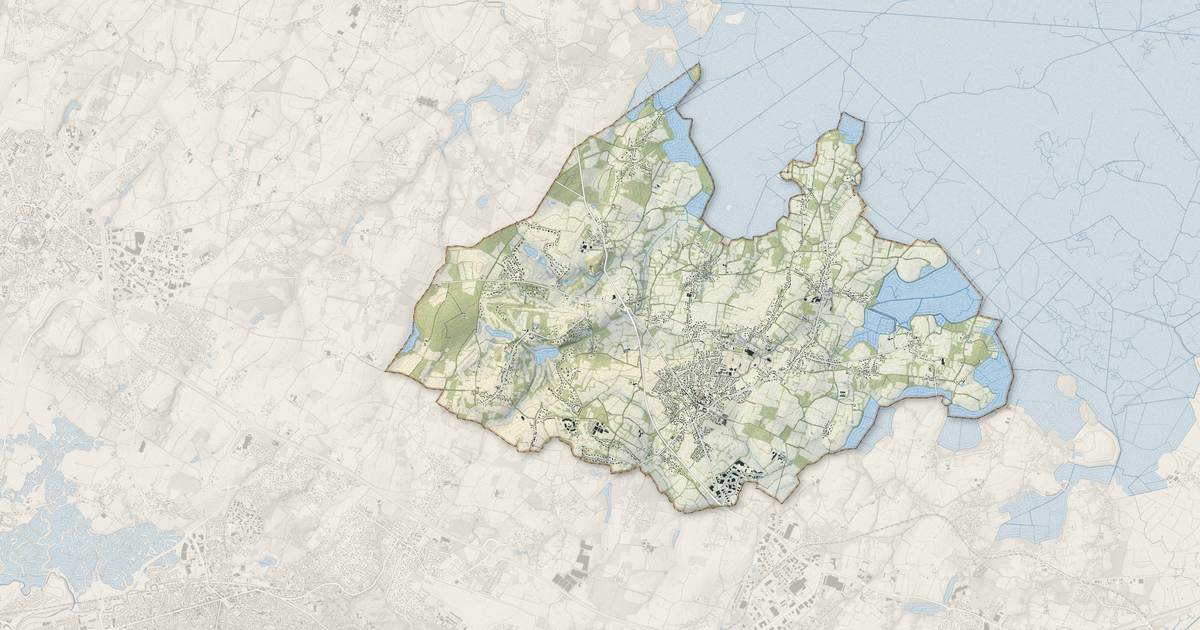 Portrait cartographique de Saint-André-des-Eaux : relief, eau, forêts, bâti et voies, calculés à partir des données de l'IGN