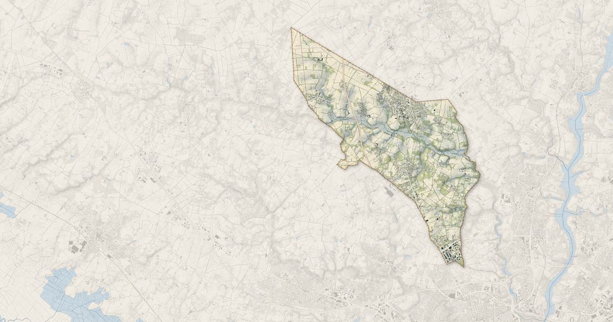 Portrait cartographique de Treillières : relief, eau, forêts, bâti et voies, calculés à partir des données de l'IGN