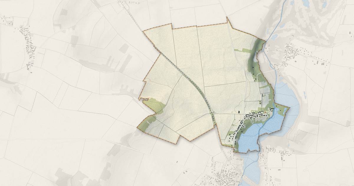Portrait cartographique de Dimancheville : relief, eau, forêts, bâti et voies, calculés à partir des données de l'IGN