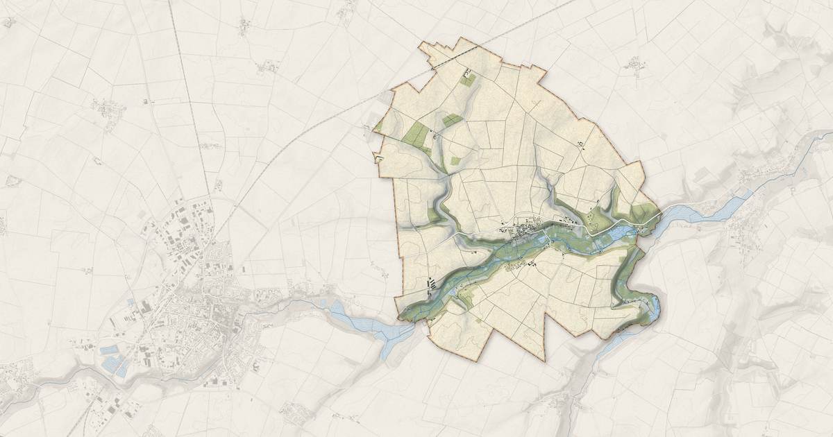 Portrait cartographique de Estouy : relief, eau, forêts, bâti et voies, calculés à partir des données de l'IGN
