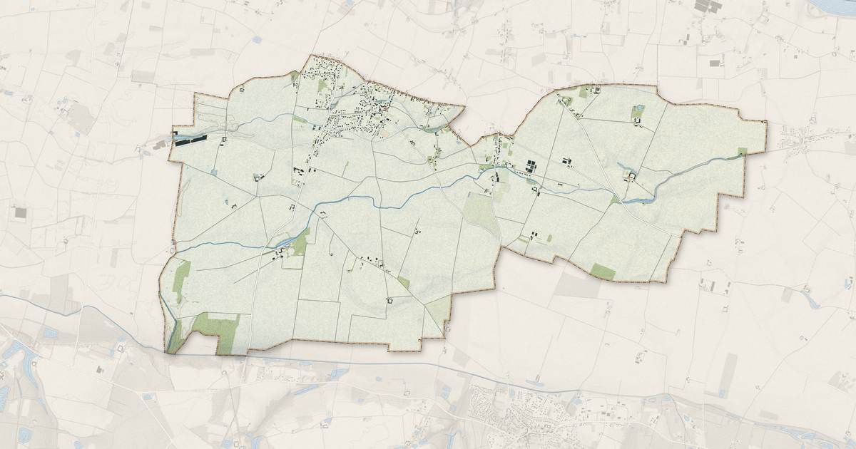 Portrait cartographique de Férolles : relief, eau, forêts, bâti et voies, calculés à partir des données de l'IGN