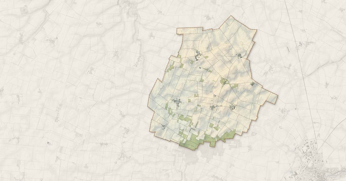 Portrait cartographique de Guigneville : relief, eau, forêts, bâti et voies, calculés à partir des données de l'IGN