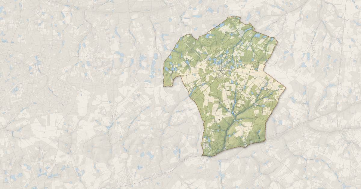 Portrait cartographique de Isdes : relief, eau, forêts, bâti et voies, calculés à partir des données de l'IGN