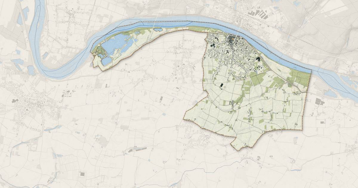 Portrait cartographique de Jargeau : relief, eau, forêts, bâti et voies, calculés à partir des données de l'IGN