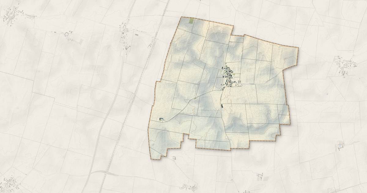 Portrait cartographique de Lion-en-Beauce : relief, eau, forêts, bâti et voies, calculés à partir des données de l'IGN